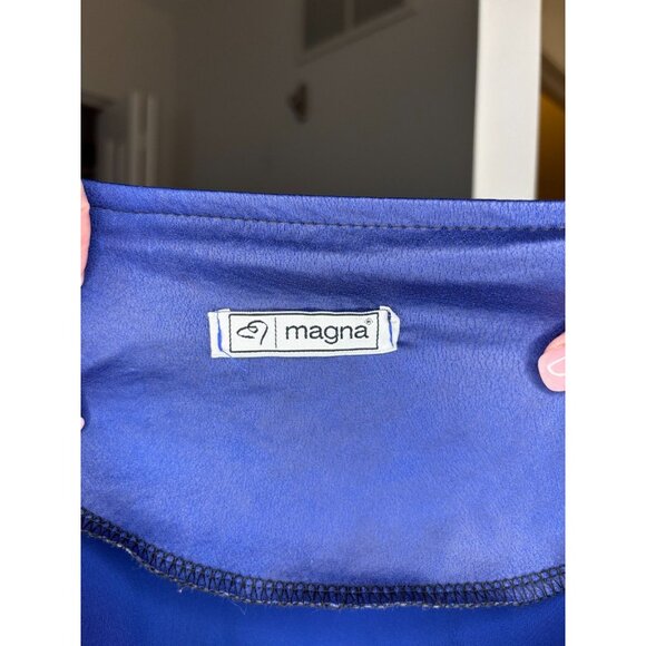 MAGNA Faux Leather Full Zip Top Womens 2X Blue Black Muddled Pocket Plus Stretch - Picture 5 of 5